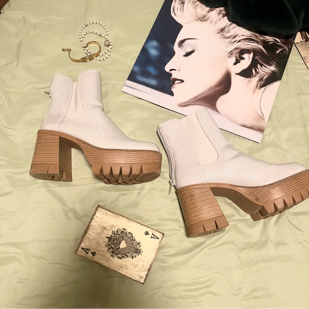 White Platform boots